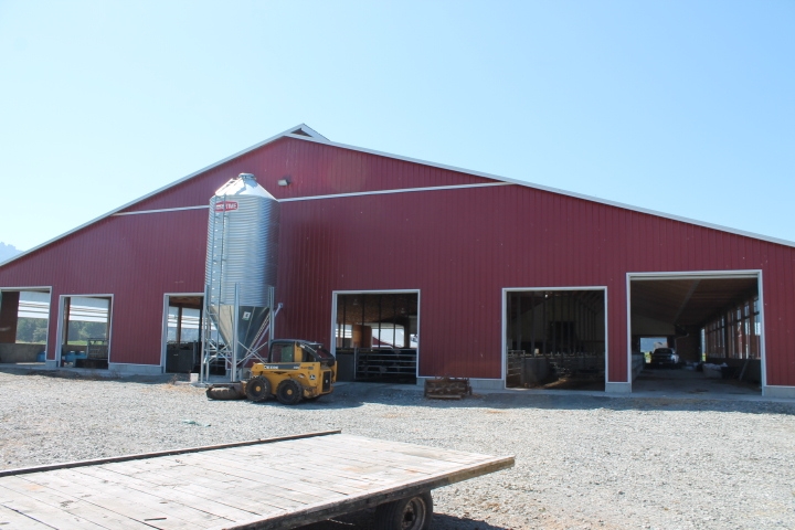 Exterior of Meadowbrink Farm dairy barn in Chilliwack BC