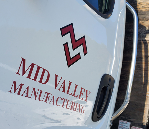 Mid Valley Manufacturing logo on vehicle door