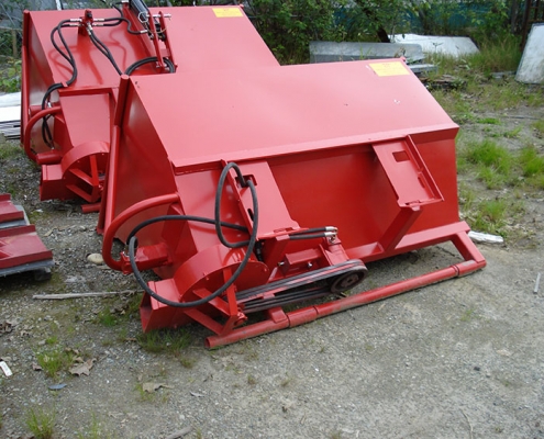 Newly manufactured dairy barn sawdust blowers